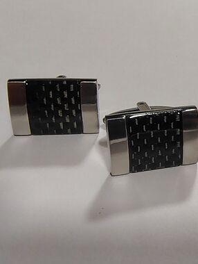 Silver and Black Stainless Steel Cufflinks